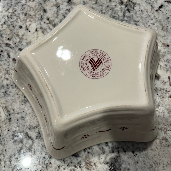 Longaberger Star Shaped Pottery Dish with Red accents - Picture 5 of 6
